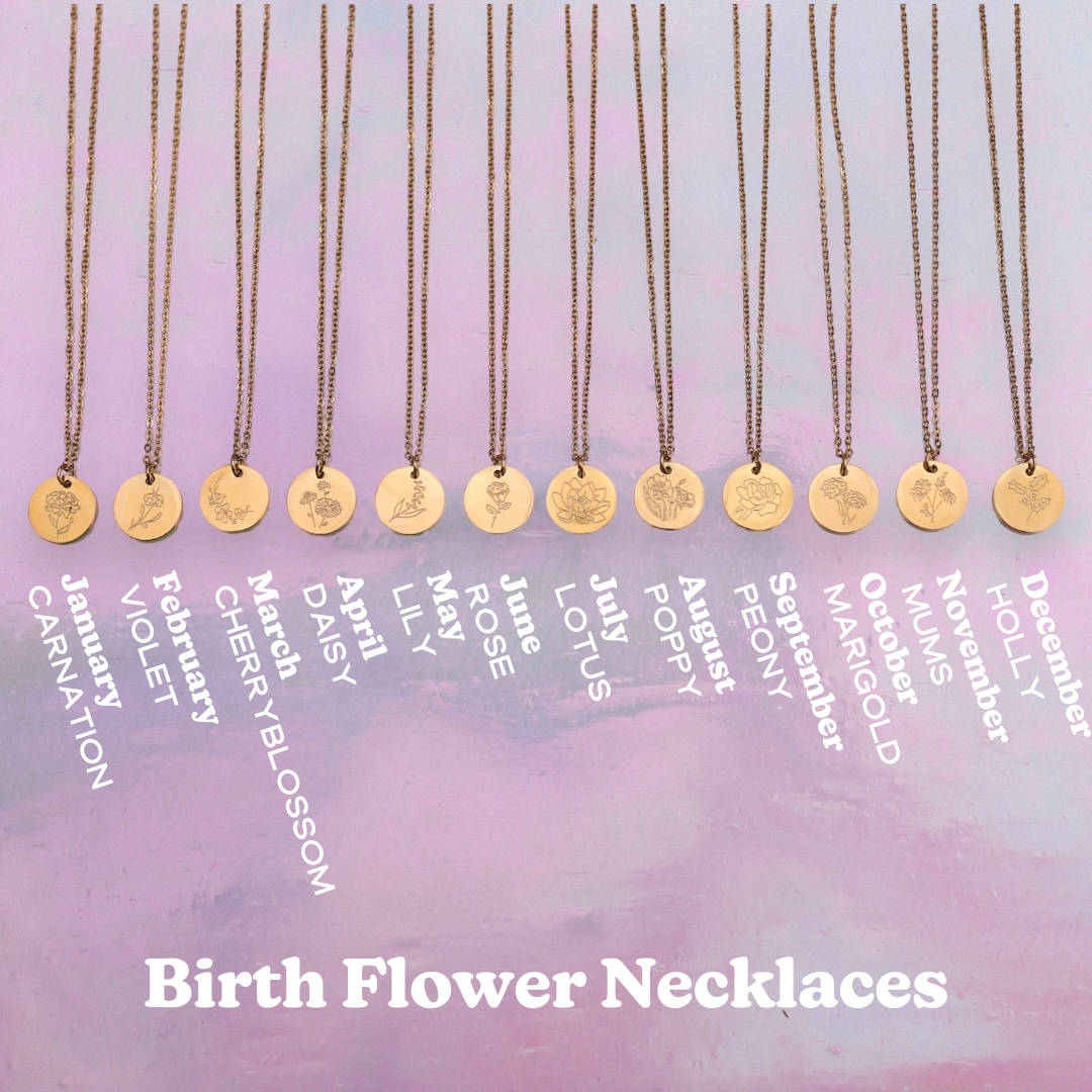 Birth Flower Gold Necklace