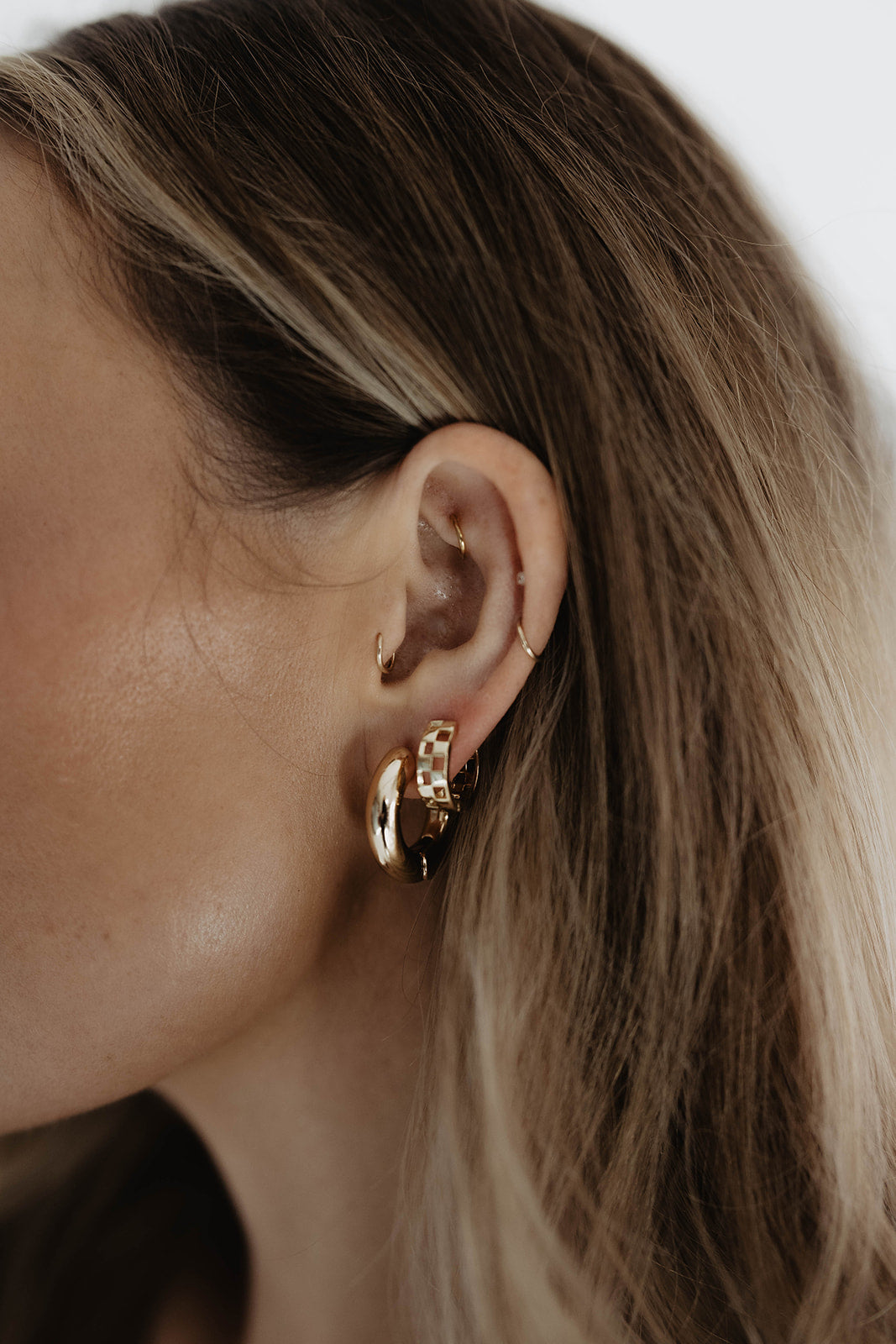 Gold Chunky Huggie Hoop Earrings