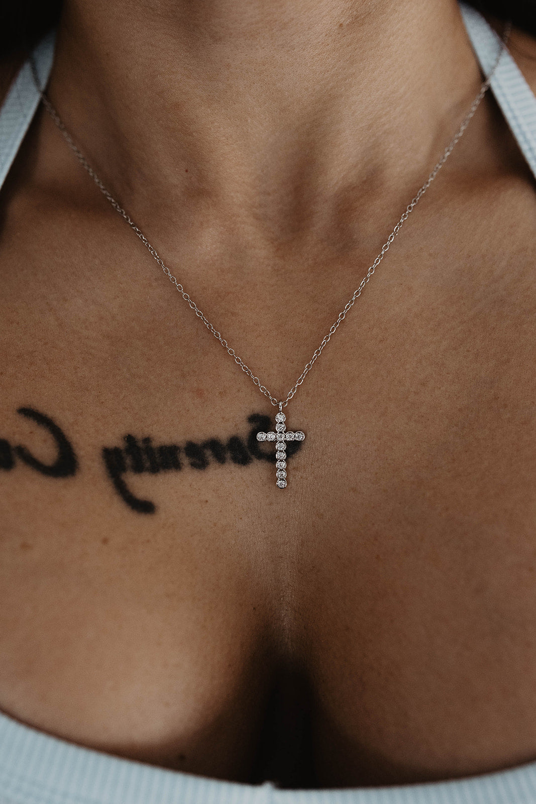 CZ Cross Necklace (gold or silver)