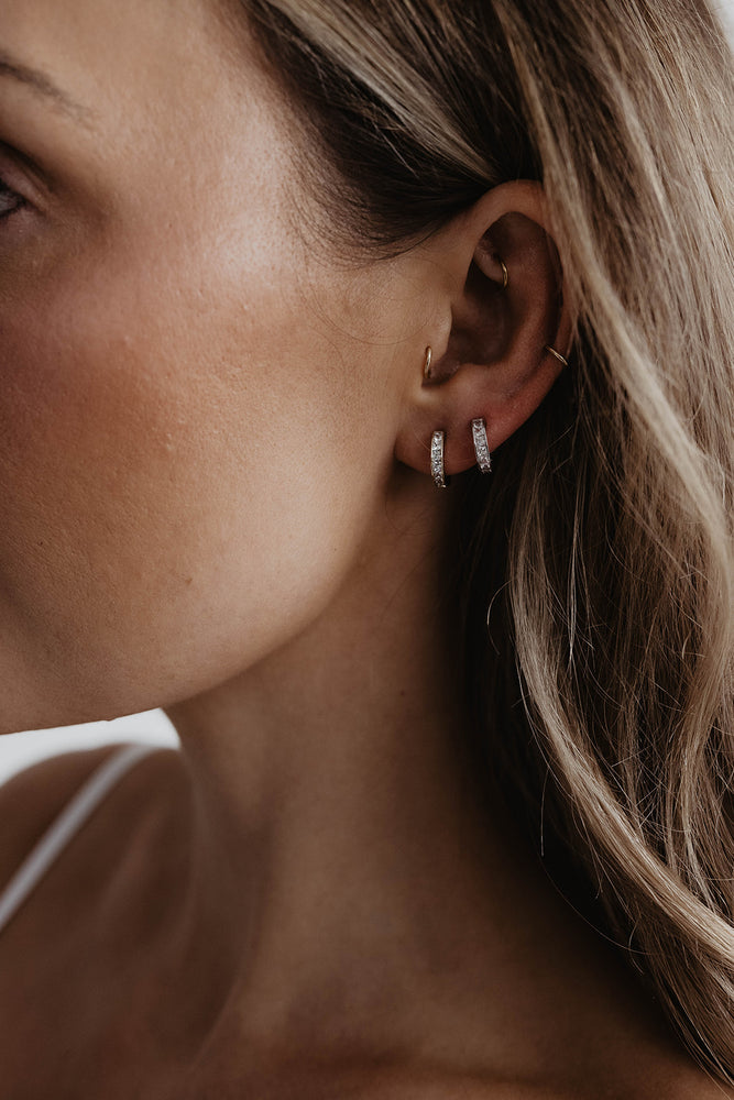 Rhinestone Huggie Hoop Earrings