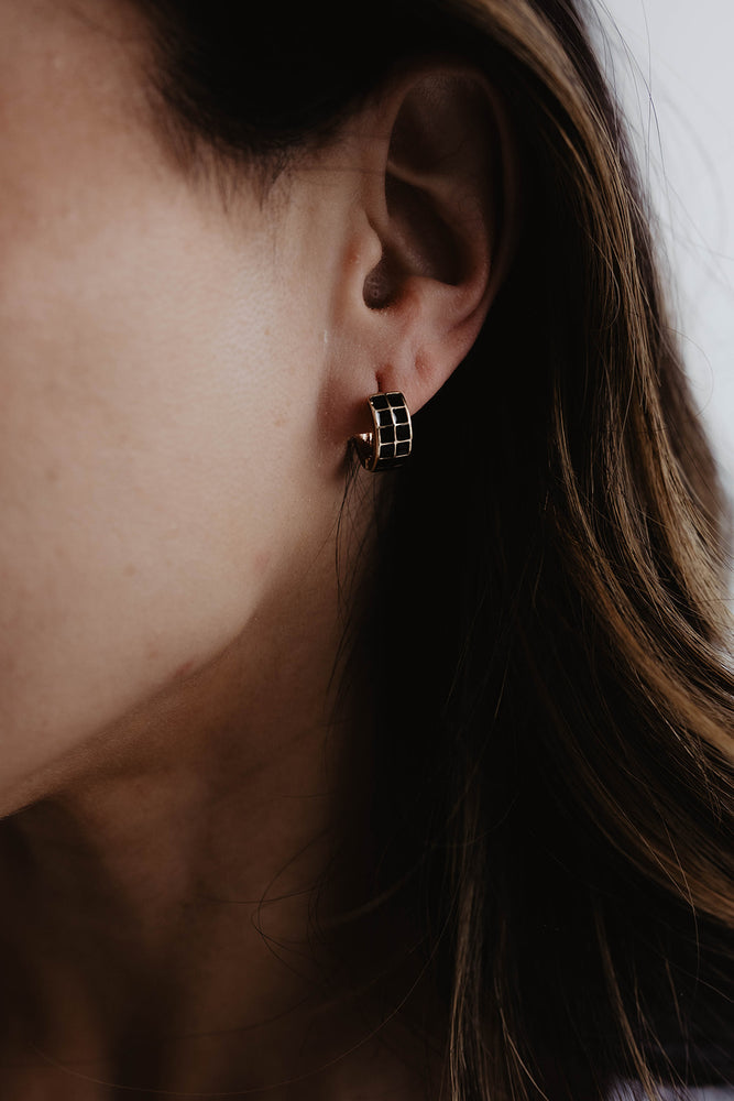 Checker Huggie Hoop Earrings