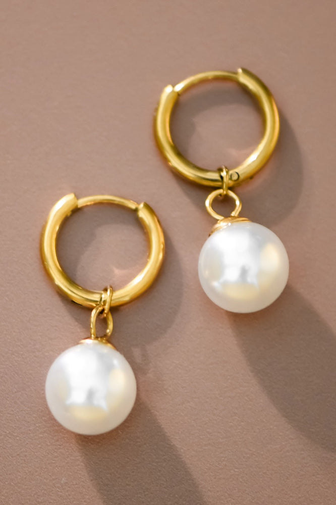 Gold Pearl Drop Earrings