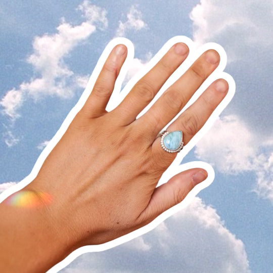 (7) Silver Larimar Ring