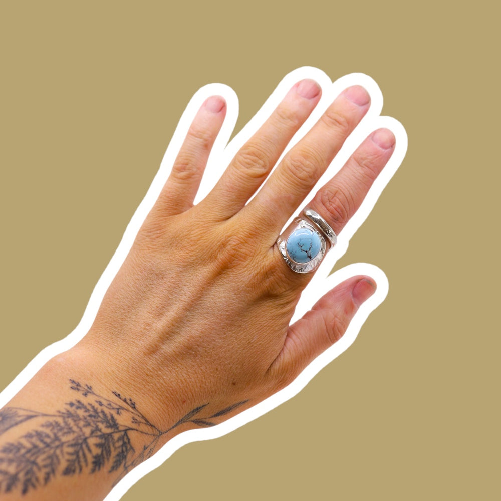 (7.5) Turquoise Spoon Ring