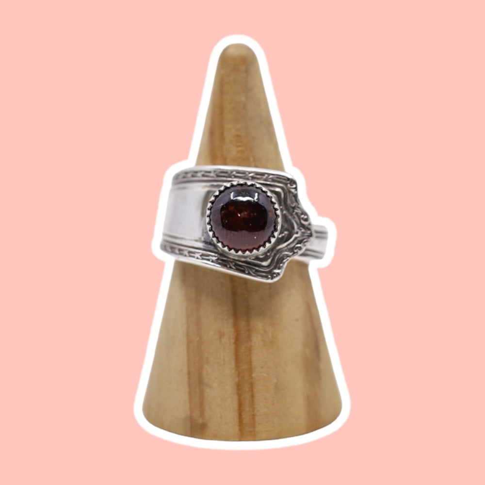 (9.75) Garnet Spoon Ring