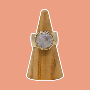 
            
                Load image into Gallery viewer, (7.75) Gold Plated Rainbow Moonstone Ring
            
        