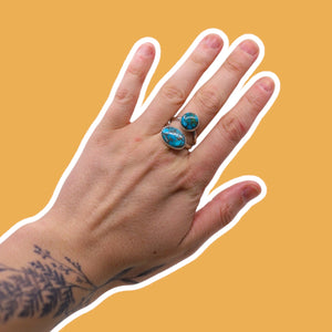 
            
                Load image into Gallery viewer, (9.5) Silver Mojave Turquoise Ring
            
        