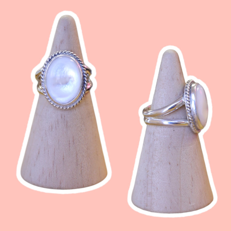 (6) Silver Mother of Pearl Ring