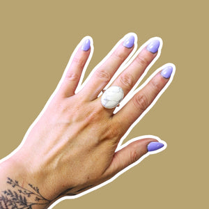 (8.25) Silver Howlite Ring