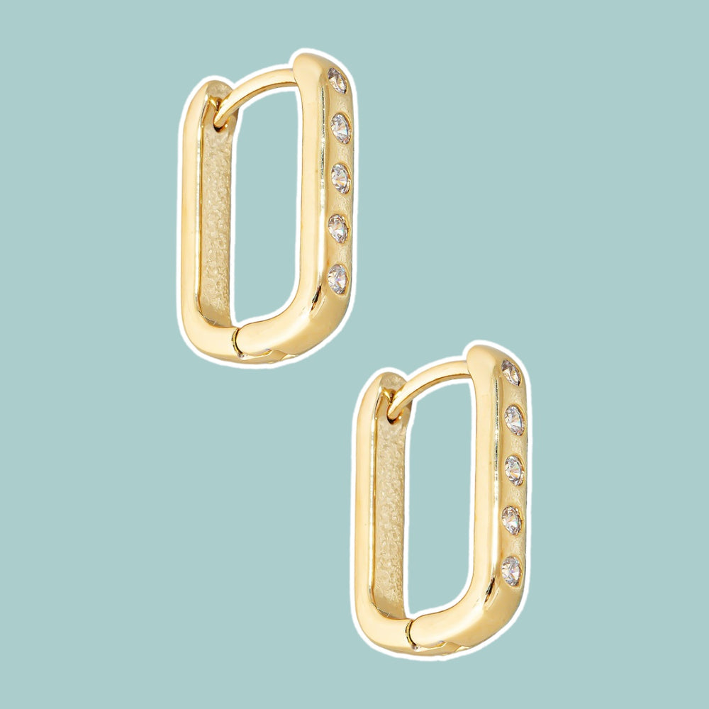 Oval Studded Huggie Earrings