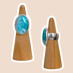(7.5) Silver Larimar Ring