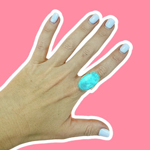 (8) Silver Larimar Ring