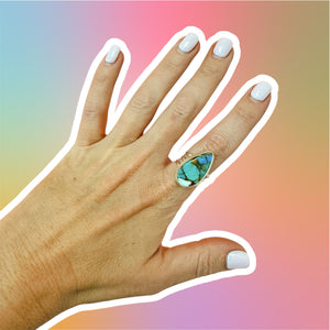 (7.5) Silver Turquoise Ring