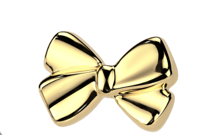 Threadless Flat Back Earring - Gold Bow Stud Earring