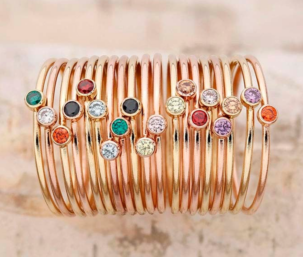 Gold Filled Round Stackable Ring with Champagne CZ