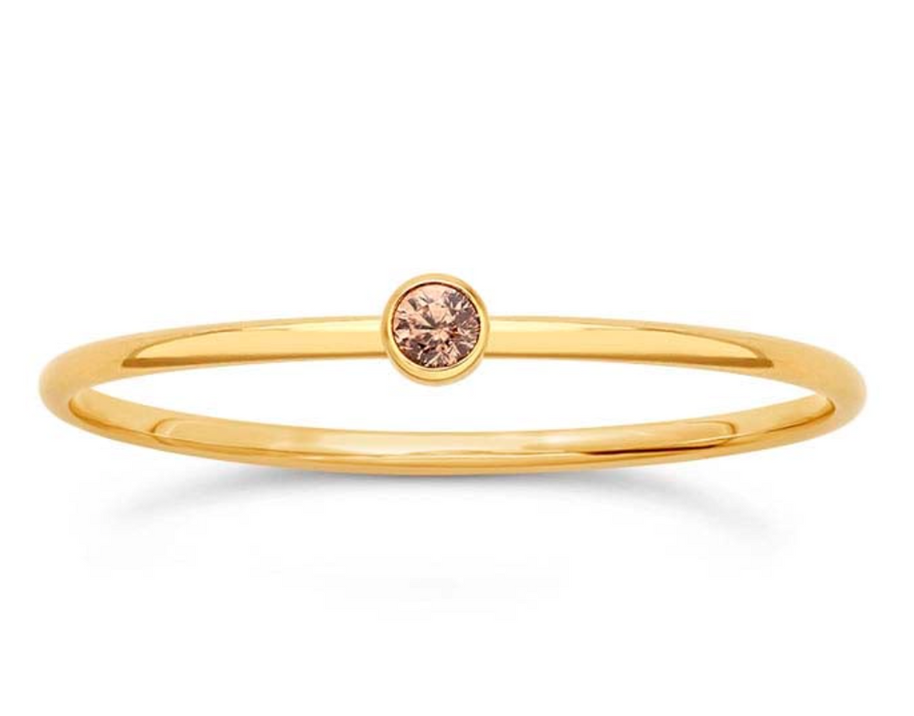 Gold Filled Round Stackable Ring with Champagne CZ