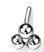 Threadless Flat Back Earring - Silver Three Ball Cluster Stud Earring