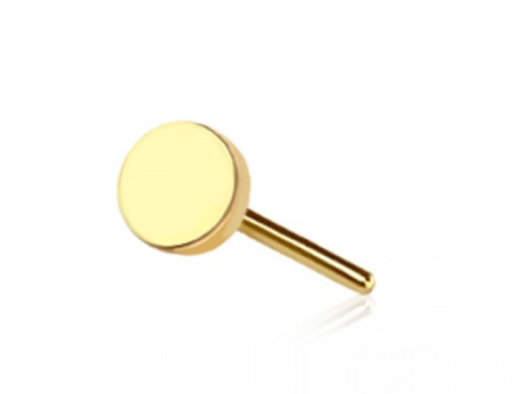 Threadless Flat Back Earring - Gold Flat Round Disc Stud Earring