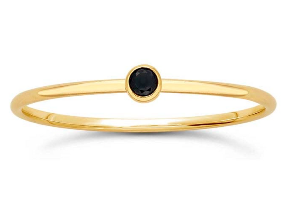 Gold Filled Round Stackable Ring with Black CZ
