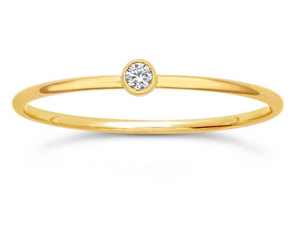 Gold Filled Round Stackable Ring with CZ (April Birth Month)