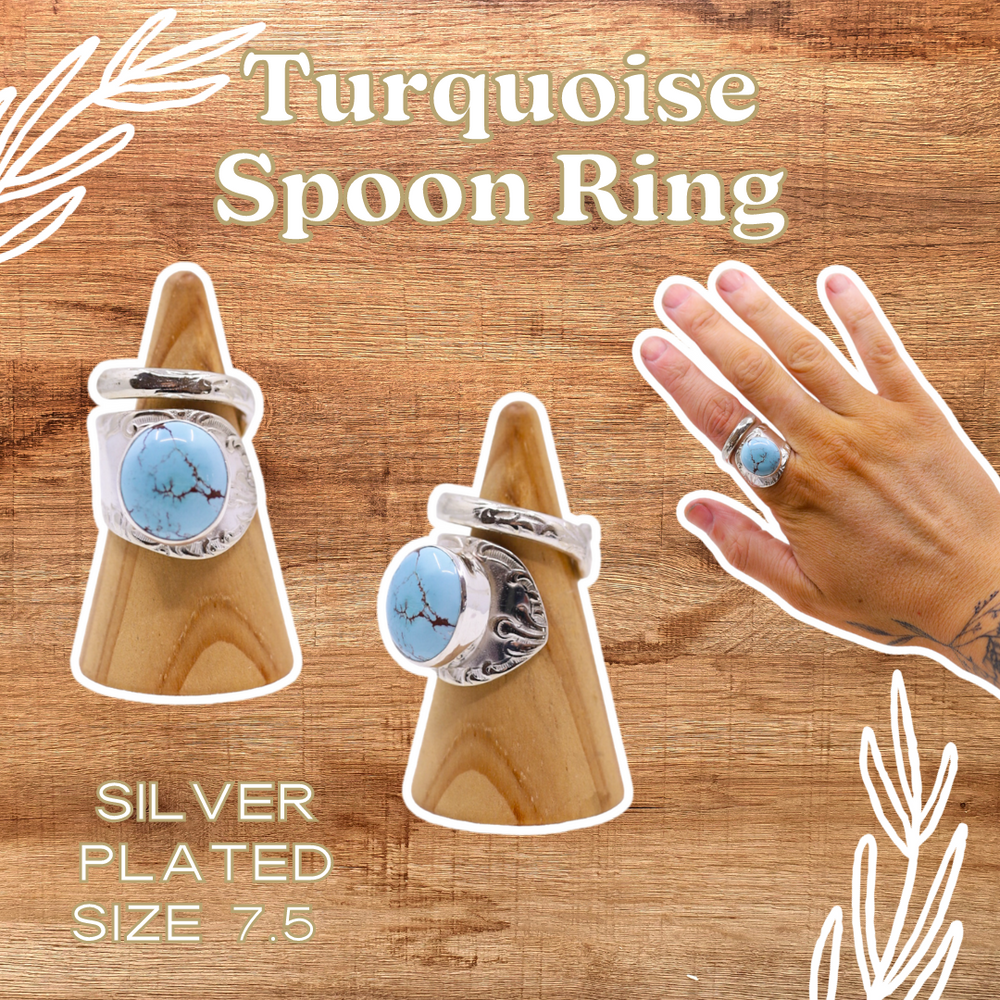 (7.5) Turquoise Spoon Ring