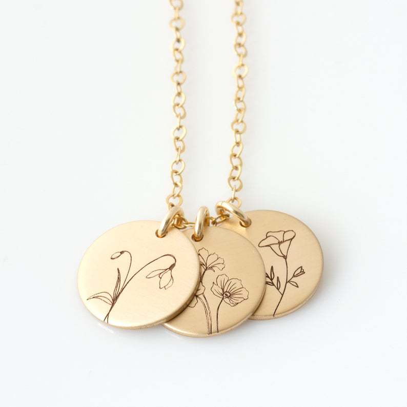 Birth Flower Gold Necklace