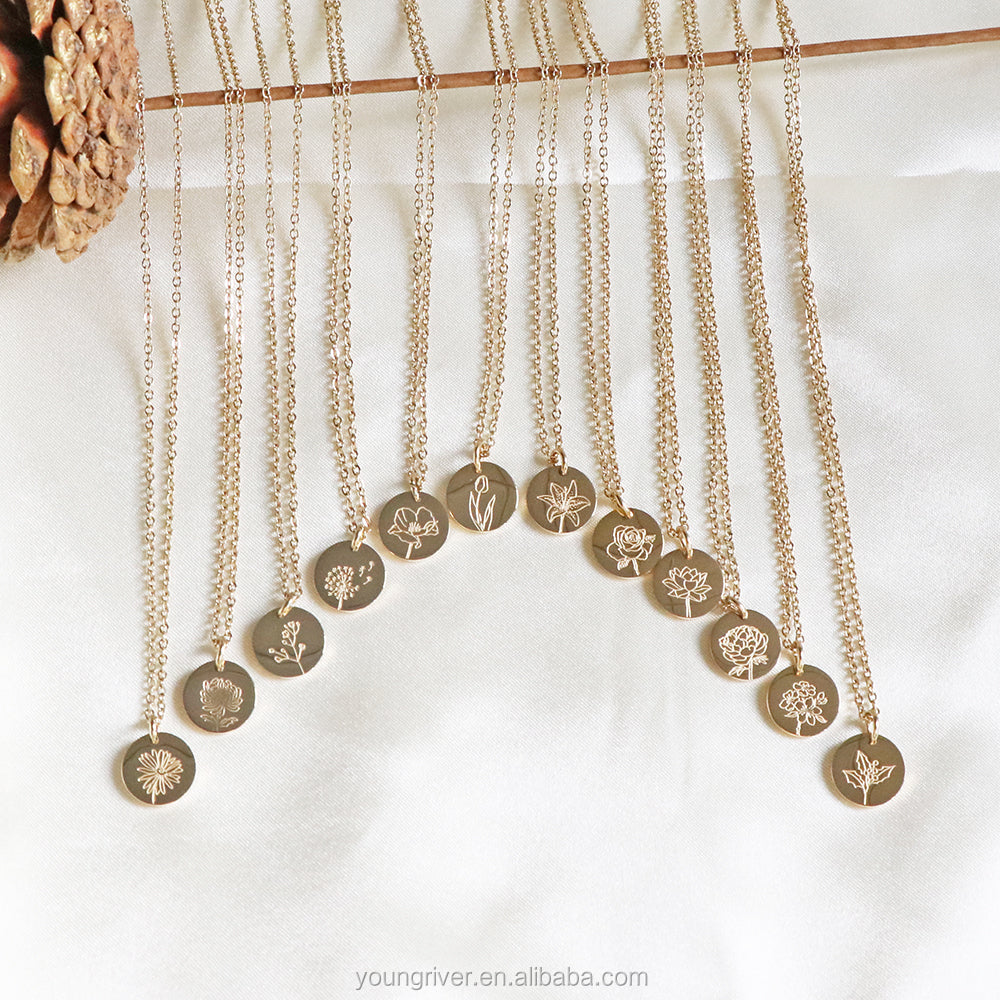 Birth Flower Gold Necklace
