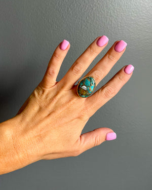 
            
                Load image into Gallery viewer, Gold Mojave Turquoise Ring
            
        