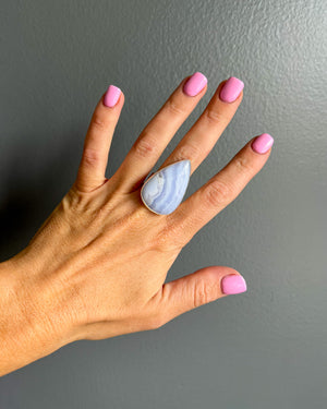 
            
                Load image into Gallery viewer, Silver Blue Lace Agate Ring
            
        