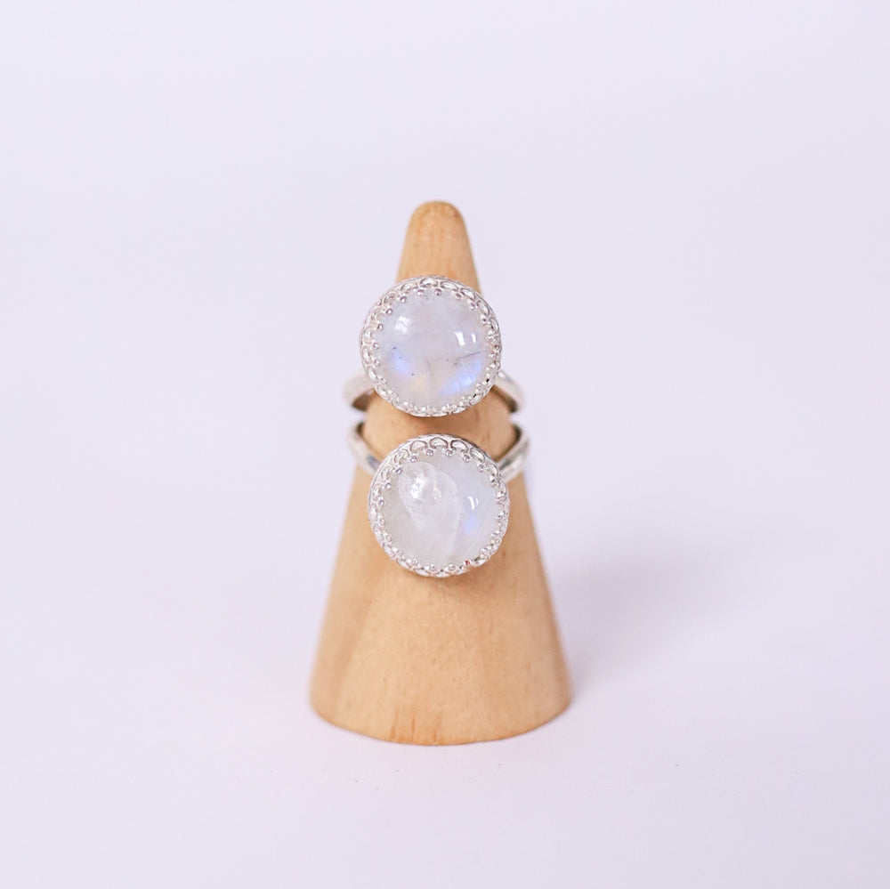 
            
                Load image into Gallery viewer, (7) Silver Rainbow Moonstone Ring
            
        