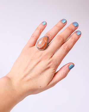 (7) Silver Sunstone Ring