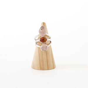 
            
                Load image into Gallery viewer, (7) Silver Rose Quartz and Citrine Ring
            
        