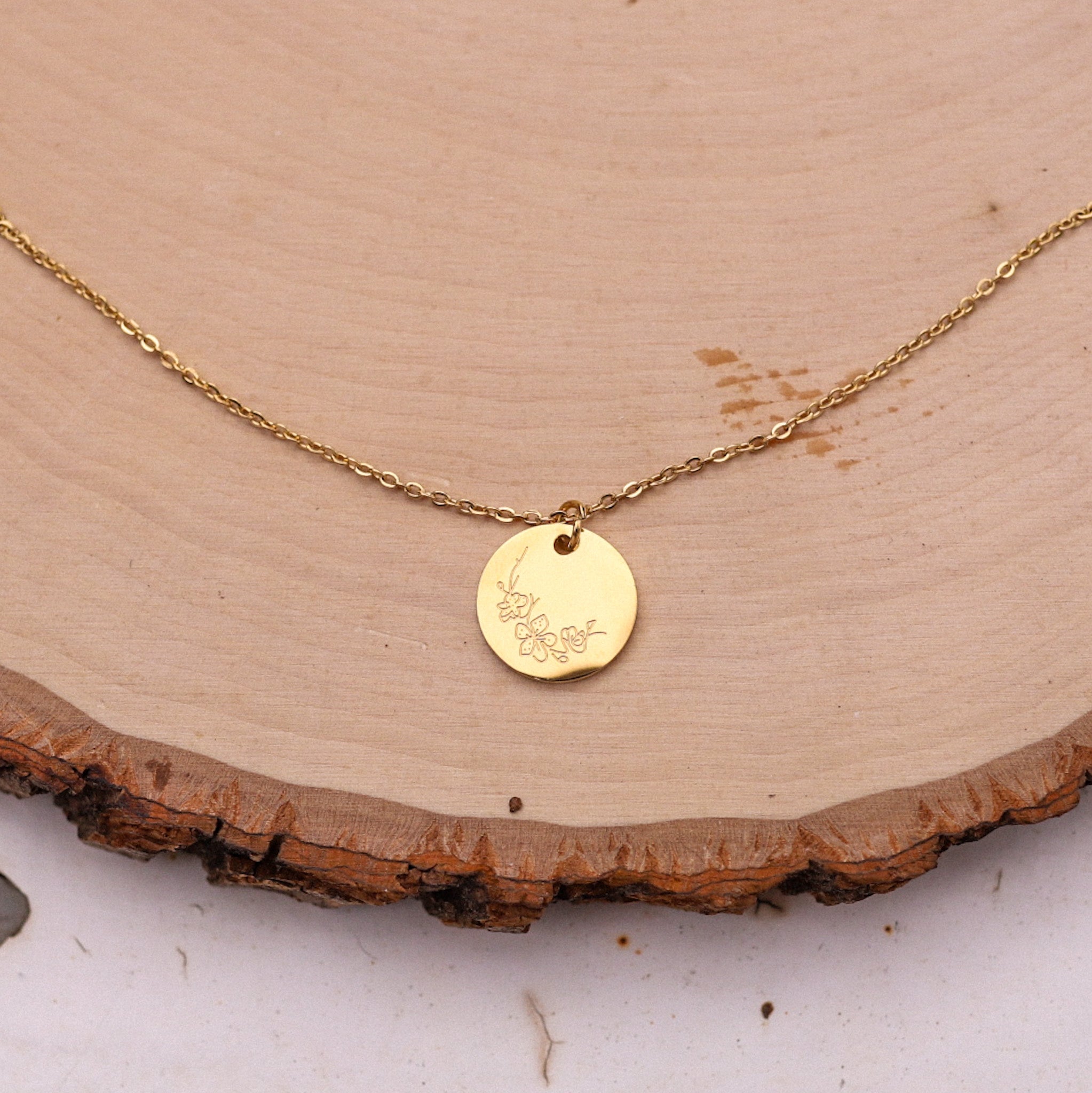 Birth Flower Gold Necklace