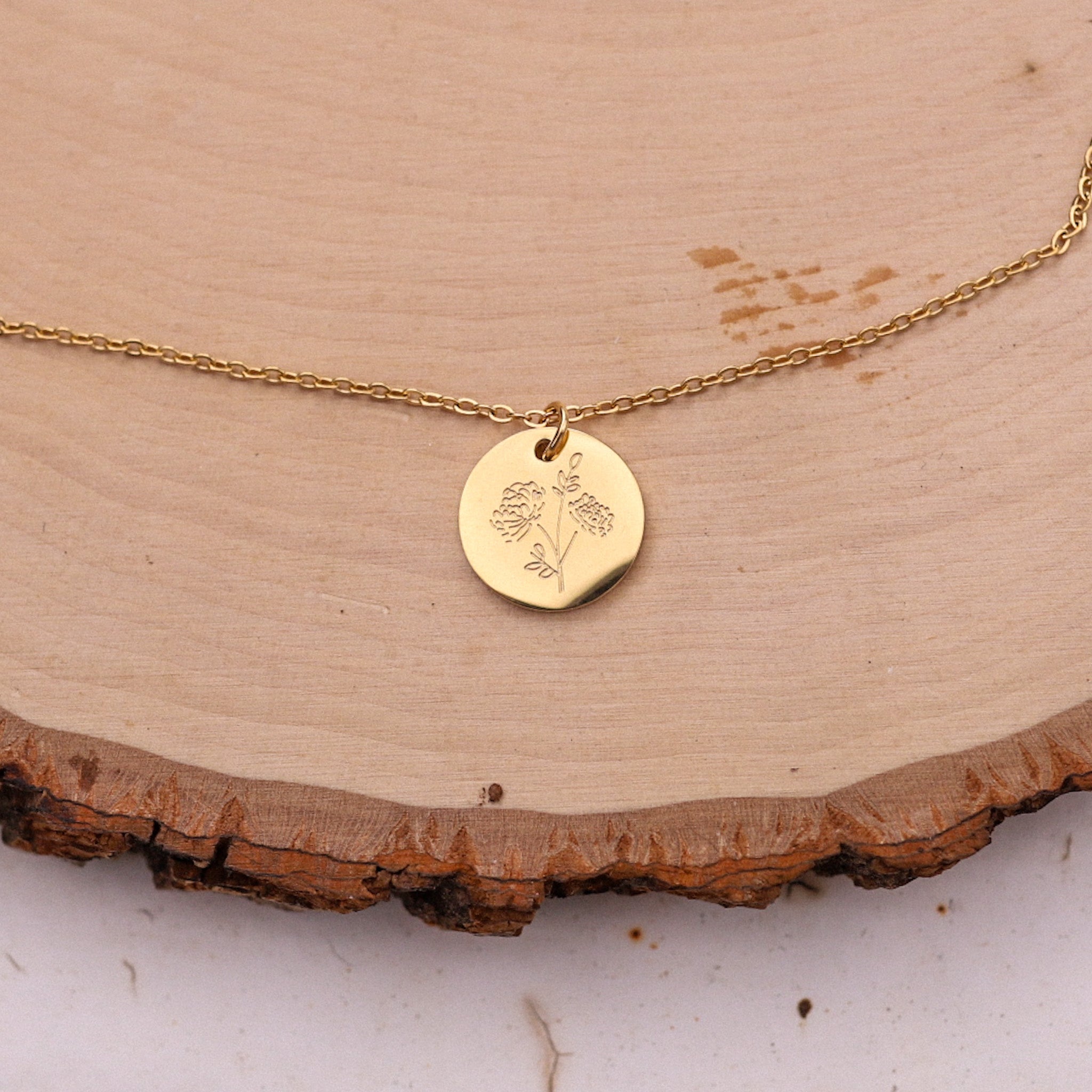 Birth Flower Gold Necklace