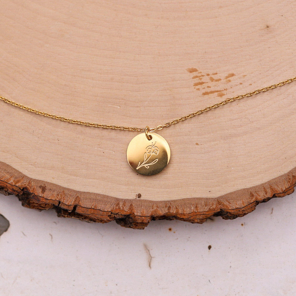 Birth Flower Gold Necklace