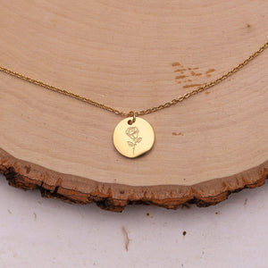 Birth Flower Gold Necklace