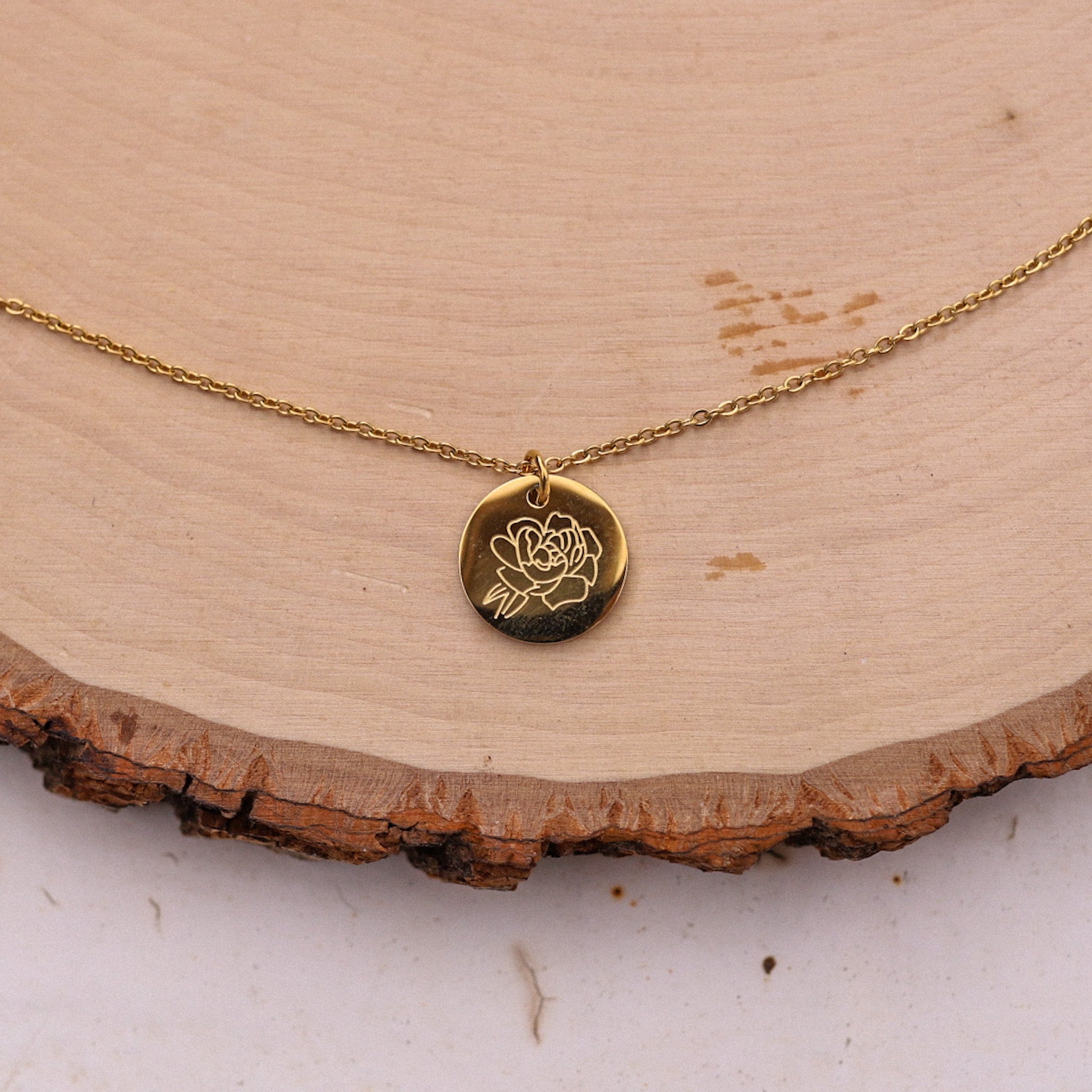 Birth Flower Gold Necklace