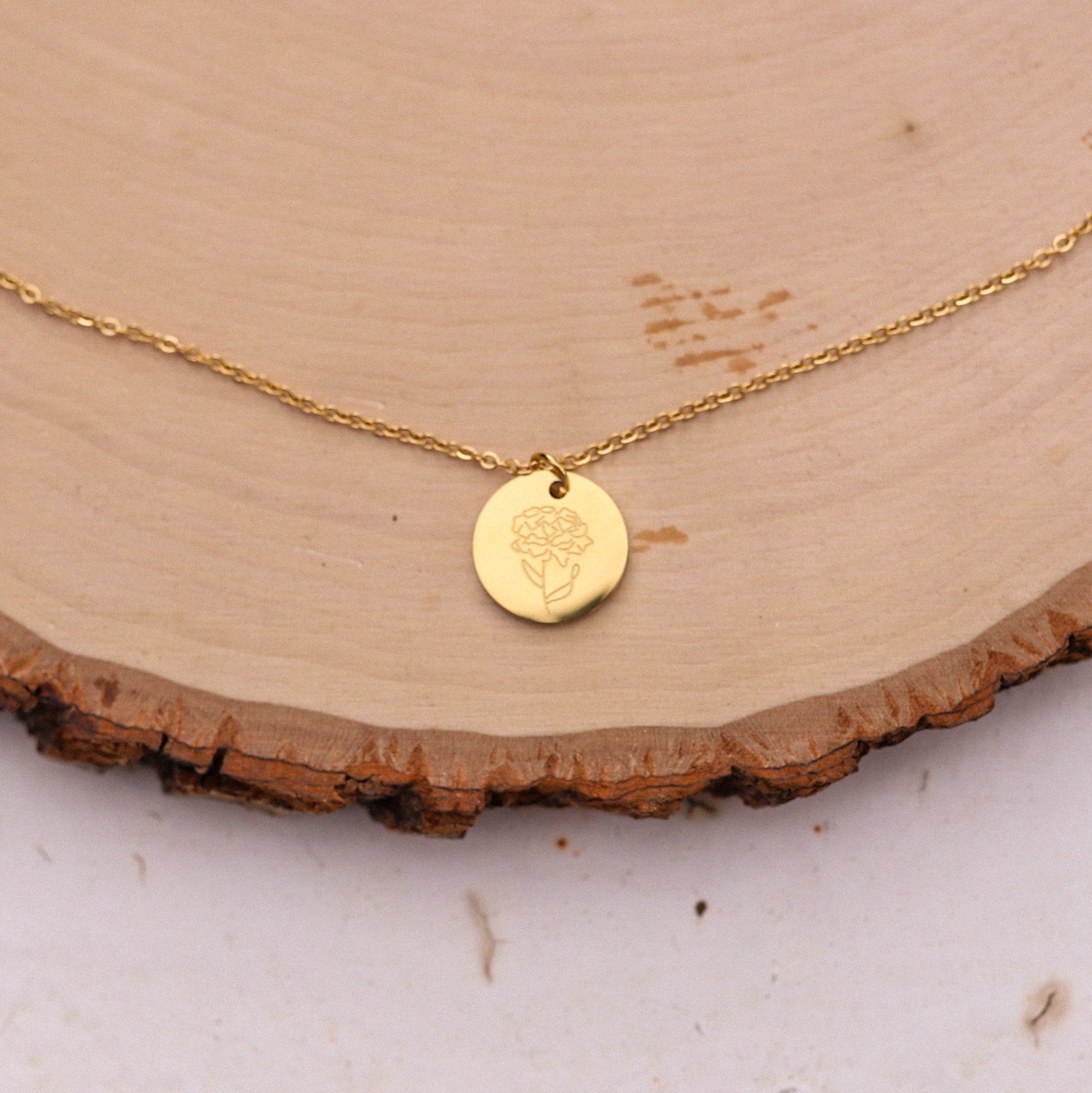 Birth Flower Gold Necklace