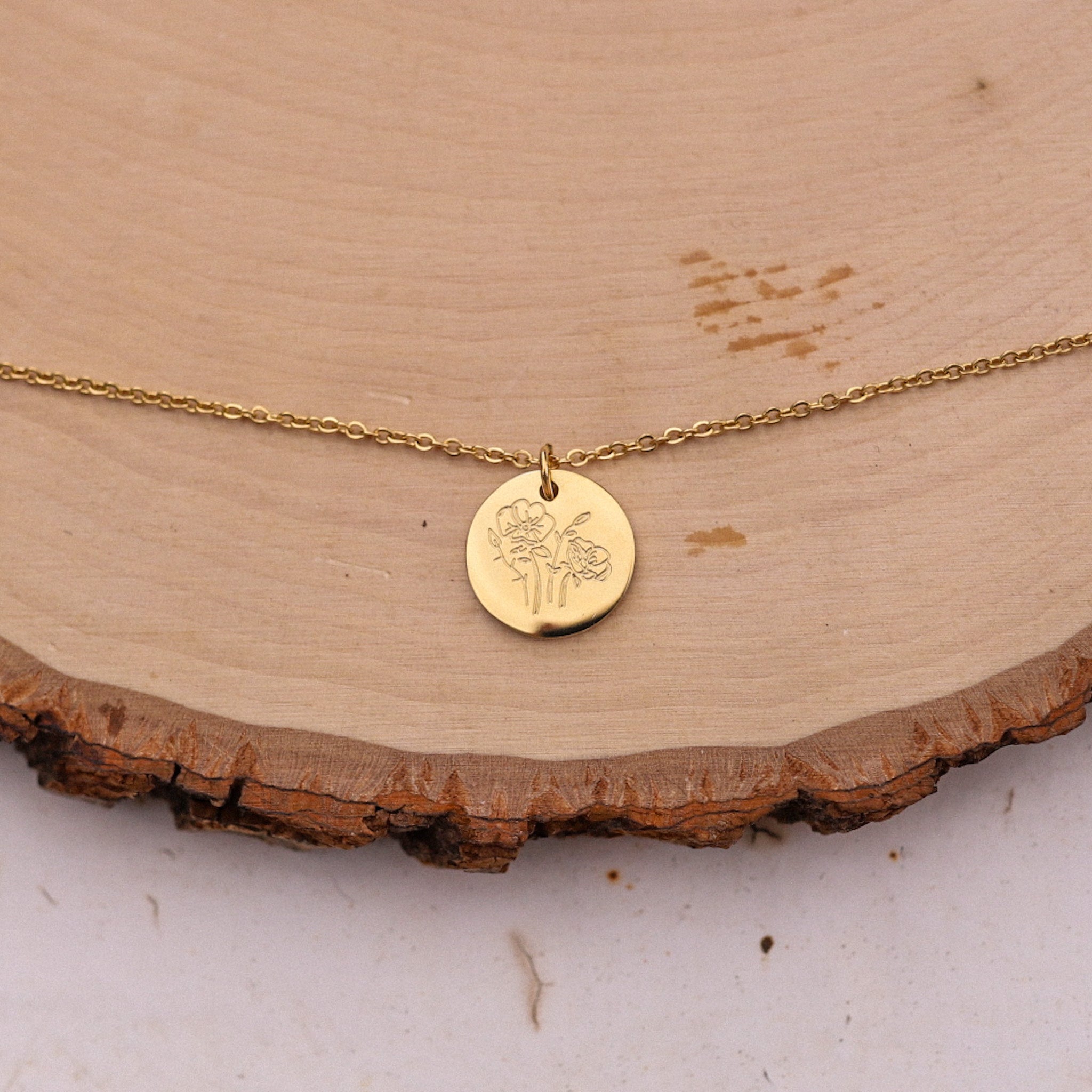 Birth Flower Gold Necklace