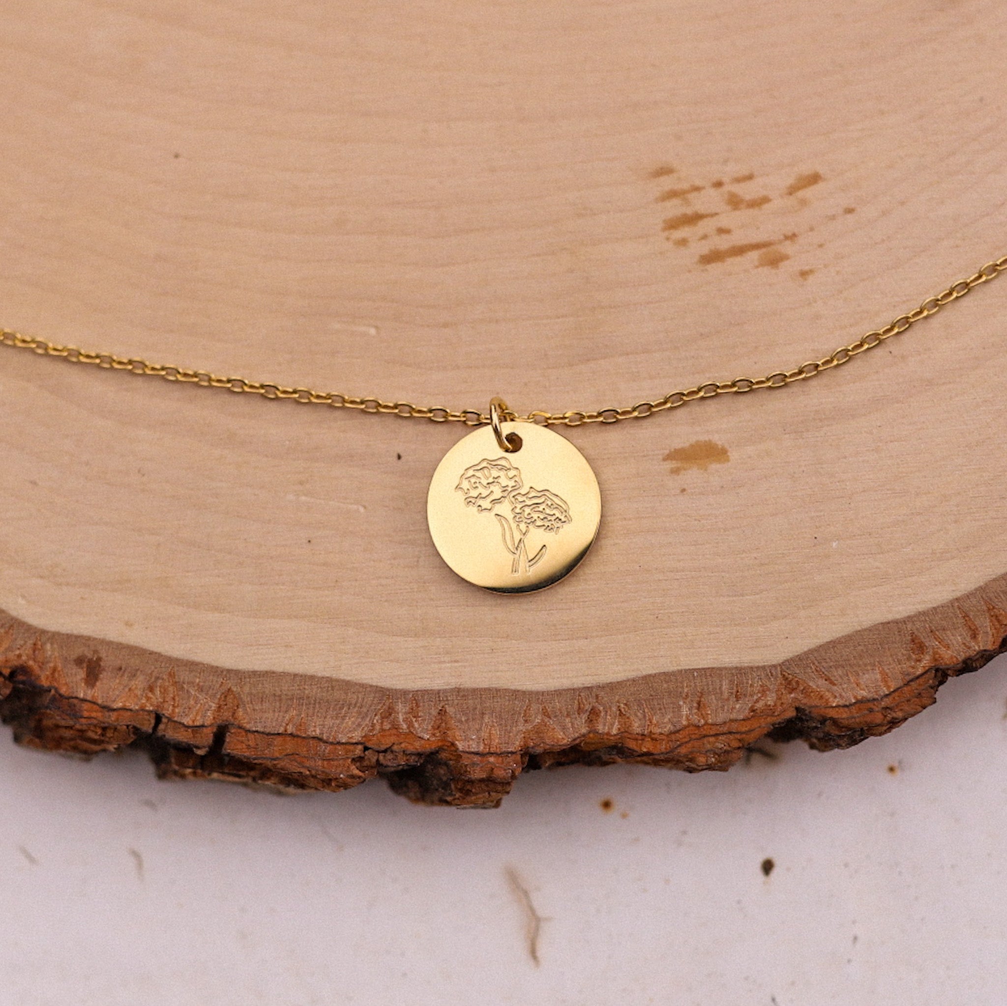 Birth Flower Gold Necklace